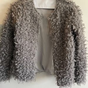 Calvin Klein Gray Faux Fur Coat
